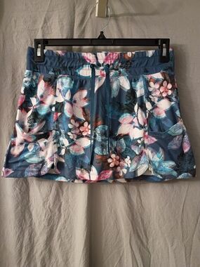 Floral Blue Women's Skort with Side Pockets